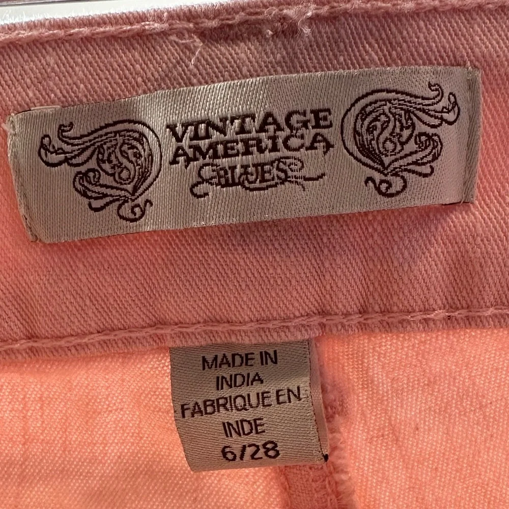 Vintage America Pink Boho Crop Jeans Size 6 - Picture 3 of 7